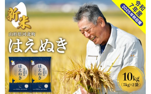 【令和7年産米】2025年12月上旬発送 はえぬき10kg（5kg×2袋） 山形県産 【米comeかほく協同組合】 ka024-040d-r7-121