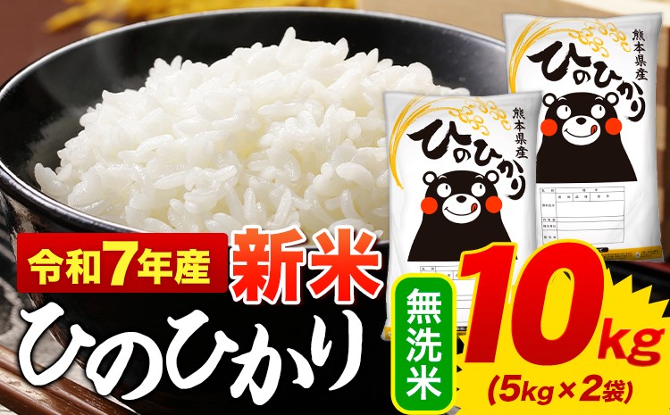 
            新米 令和7年産 ひのひかり 無洗米 10kg 《12月中旬-2月末頃出荷》  5kg×2袋 熊本県産 米 精米 ひの 御船町
          