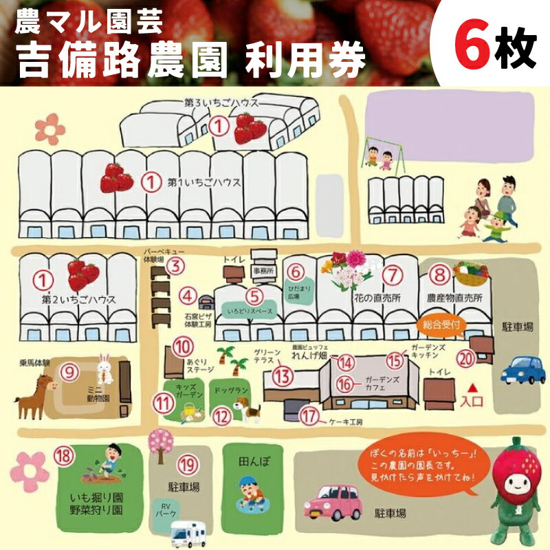 【ふるさと納税】農マル園芸吉備路農園利用券（6枚）　利用券　送料無料