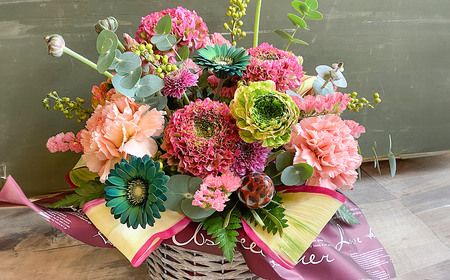 【全3回定期便】 おまかせフラワーアレンジメント 【L】 ／ お花 花 花束 季節 フラワー アレンジメント 誕生日 結婚記念日 ギフト 贈答 母の日 クリスマス 長崎