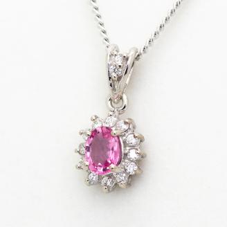 ピンクサファイヤ ペンダント 0.4ct K10WG  （23403）