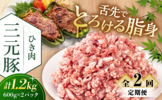 【全2回定期便】平田牧場 ひき肉 1.2kg (600g×2P) 《喜茂別町》【平田牧場】 肉 豚肉 ミンチ 豚ミンチ 餃子 つくね  冷凍配送 定期便 定期 北海道 平田牧場 三元豚 [AJAP122] 26000 26000円