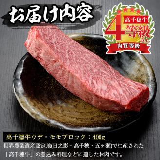 高千穂牛 ウデ・モモブロック(400g)【MT007】【JAみやざき 高千穂牛ミートセンター】