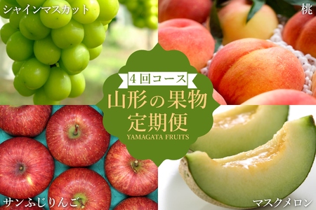 【2026年発送】【定期便4回】山形旬の果物4選（メロン/桃/シャインマスカット/りんご）_H242(R8)