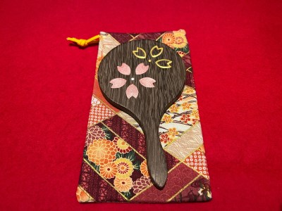 【箱長】手鏡（小） (柄：桜)