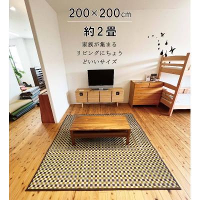 ふるさと納税 柳川市 ふっくら仕上げ　い草ラグ《チェック柄×ブルー》 200cm×200cm |  | 03