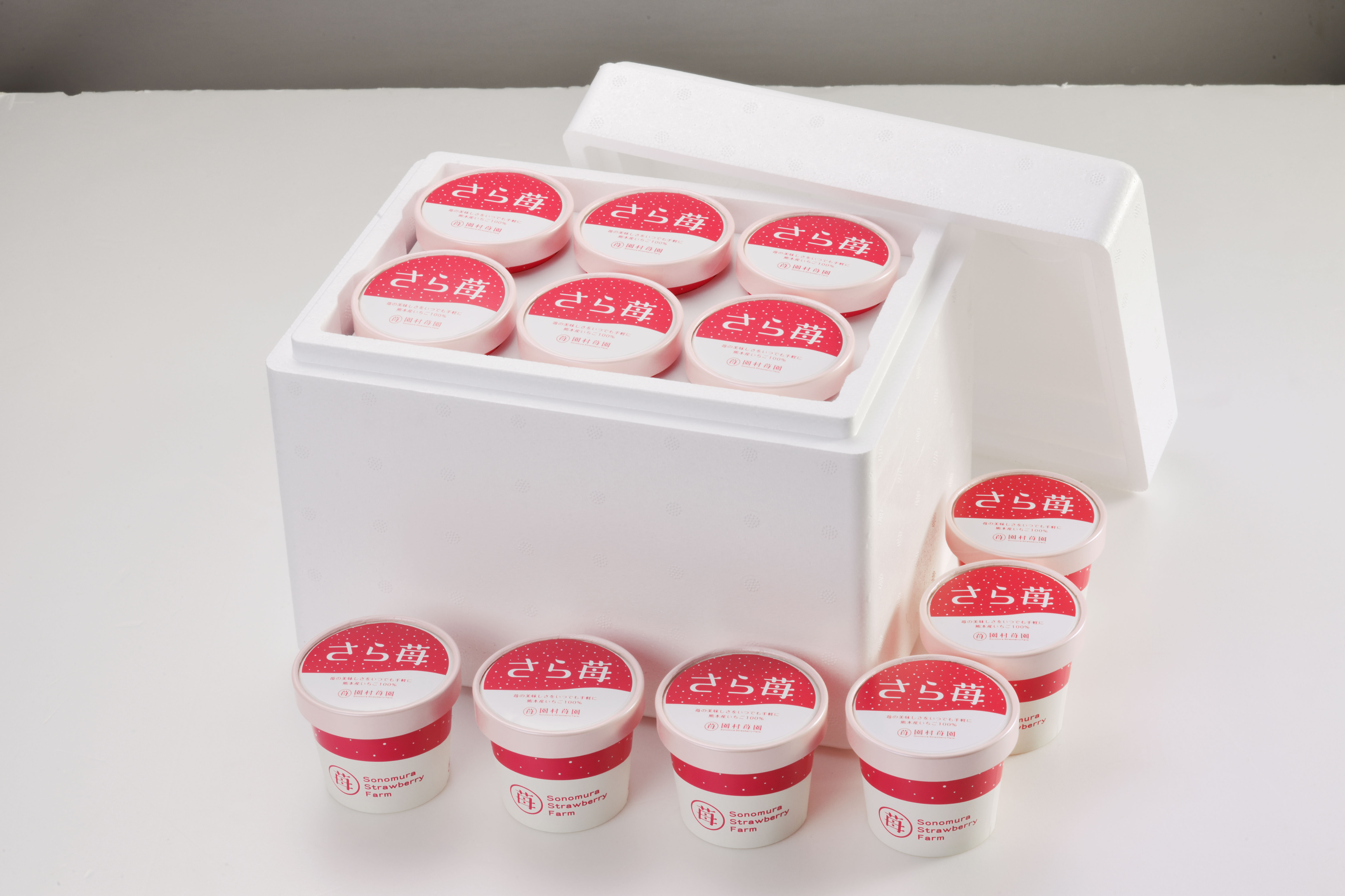 完熟 冷凍 いちご 「さら苺」 50g×12カップ 合計600g 練乳付き 1本（120g） 園村苺園