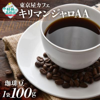 ふるさと納税 陸前高田市 自家焙煎珈琲 キリマンジャロAA 珈琲豆 100g×1袋 コーヒー 珈琲 豆 飲料 東京屋カフェ