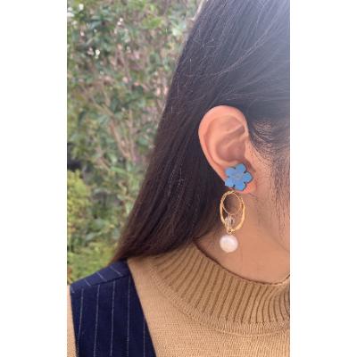 ふるさと納税 福知山市 水色桔梗とフープの耳飾り(イヤリング) |  | 03