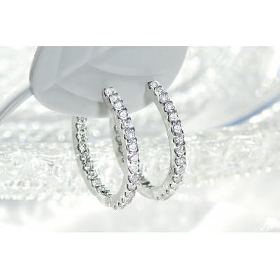 ふるさと納税 昭和町 【0.5ct】K18WG ダイヤモンド中折れフープピアス【16mm】 |  | 01