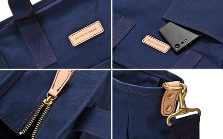 ボックス型2WAYトート　ネイビー　【12203-0388-3】