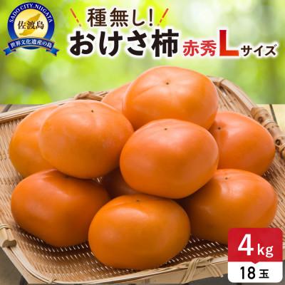 ふるさと納税 佐渡市 【先行予約】おけさ柿赤秀Lサイズ18玉　種なし