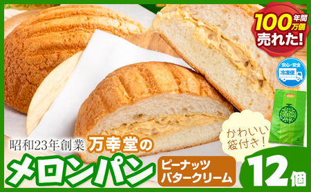 メロンパン ピーナッツバタークリーム 12個 菓子パン 万幸堂 《60日以内に出荷予定(土日祝除く)》