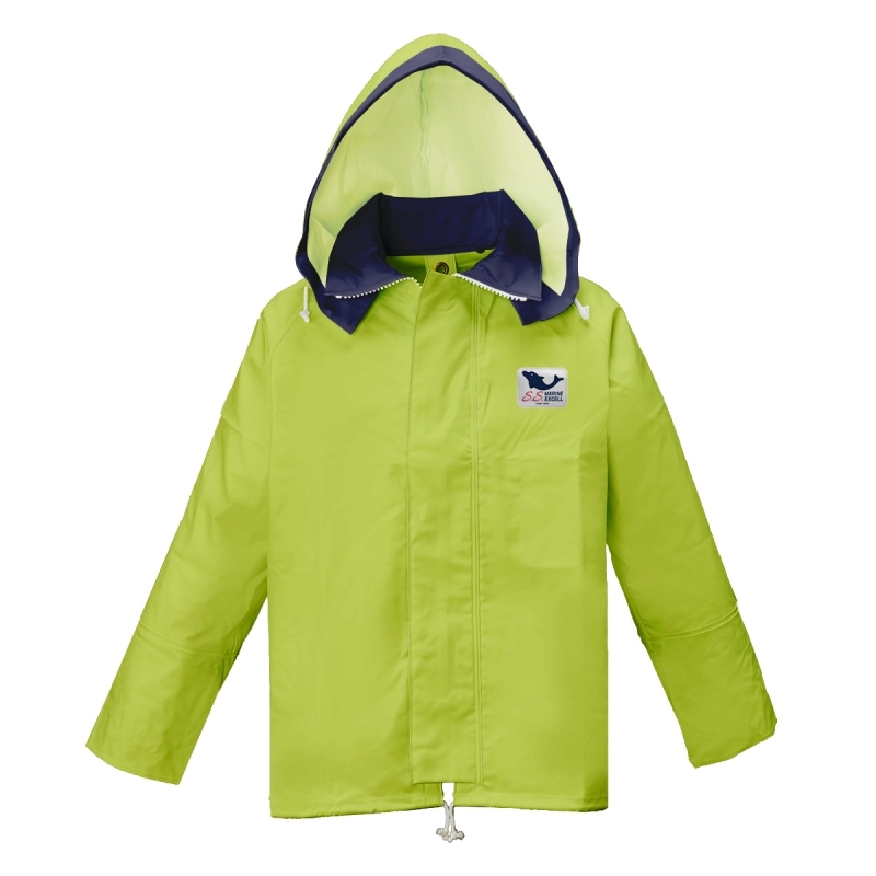 
            SSマリンエクセル　ジャケット　ライム　1227032【サイズ：L】 / 耐油 耐寒 防水加工 襟付き フード 作業服 作業着【logo172】
          