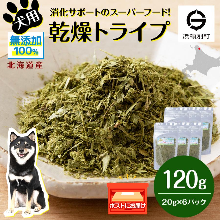ふるさと納税 浜頓別町 犬 おやつ 無添加 国産 乾燥グリーントライプ 120g (20g×6)