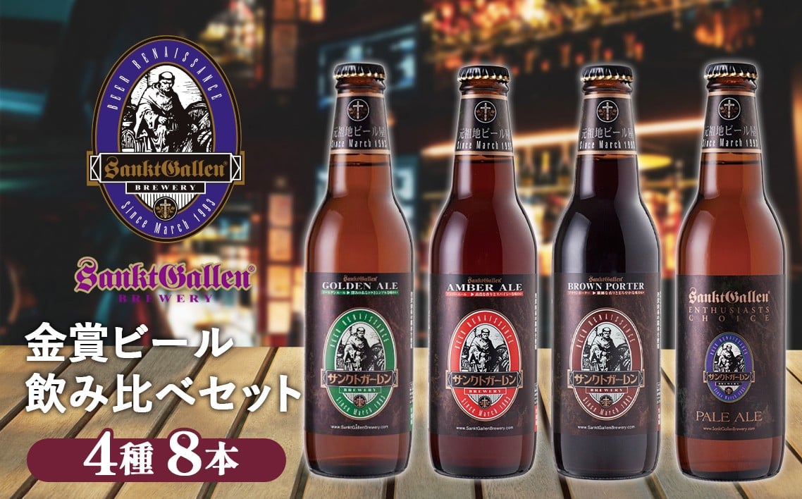 
            サンクトガーレン金賞ビール4種8本飲み比べセット ／ クラフトビール 瓶ビール 飲み比べ 金賞ビール 4種セット ギフト ビール好き 食中酒 家飲み パーティー 晩酌 お取り寄せ 限定セット 酒類 クラフトセット No.058
          