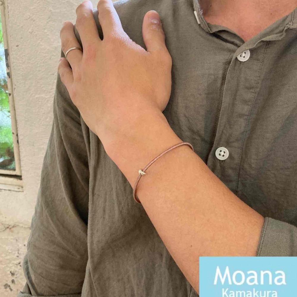 【レディース】シルバー＆牛革ブレスレット  Natural Brown