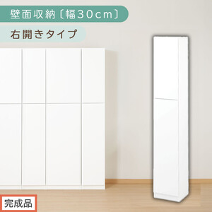 【完成品でお届け】壁面収納〔幅30cm・本体・右開きタイプ〕（ホワイト）壁面収納 本棚 扉付き 収納 棚 cdラック dvdラック 収納棚 リビング オフィス 扉付き収納 整理棚 書棚 おしゃれ LKANCB310300-R-WH