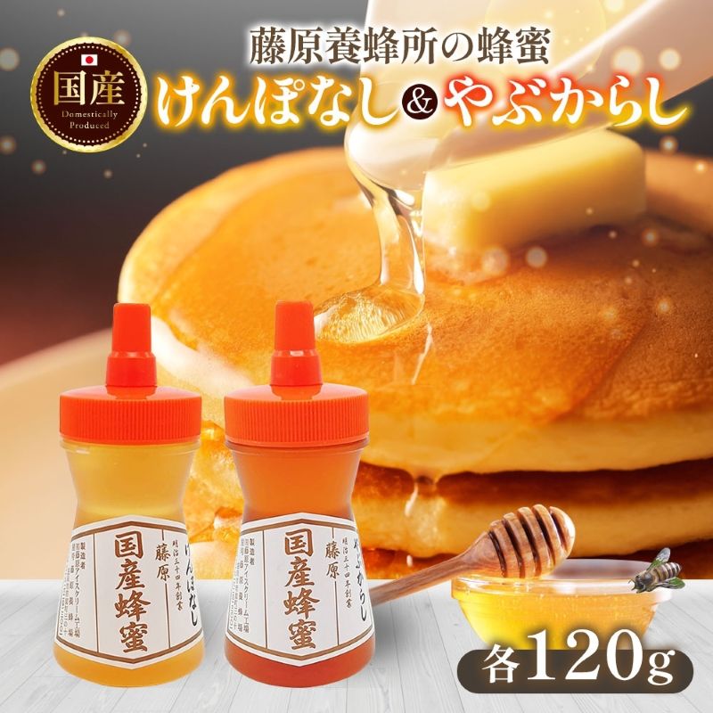 【ふるさと納税】藤原国産蜂蜜 けんぽなし やぶからし 計240g はちみつ ヤブカラシ 玄圃梨 国産 単花蜜 朝しぼり 完熟 ハチミツ パン 菓子 トースト ホットケーキ ヨーグルト 調味料 隠し味 お取り寄せ ポリ容器 常温 常備 送料無料 藤原養蜂場 岩手県 盛岡市