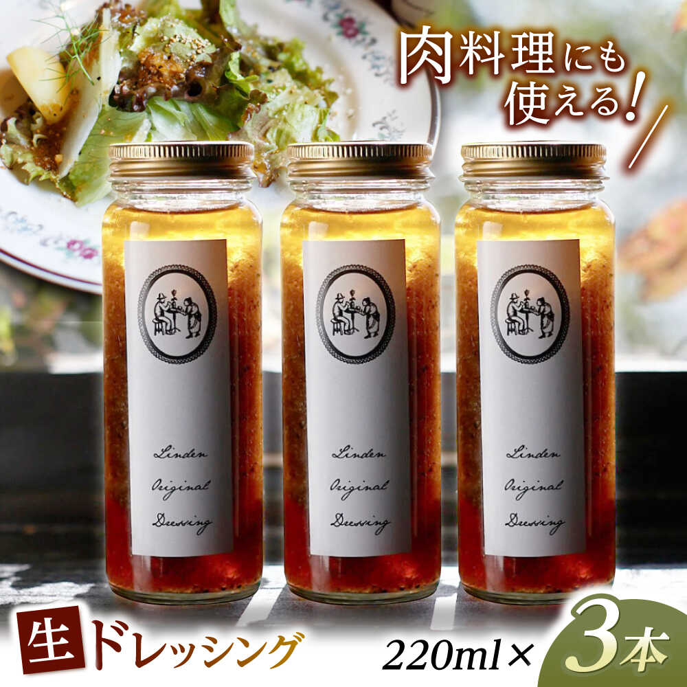 【ふるさと納税】Lindenオリジナル生ドレッシング 220ml×3本 / ドレッシング どれっしんぐ 生ドレッシング サラダ / 諫早市 / リンデン [AHBQ001]