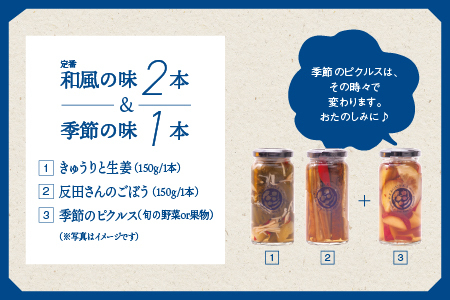 やまあいピクルス 定番和風2本＋季節１本(おまかせ)｜ピクルス ピクルス ピクルス 野菜 健康 詰め合わせ セット YP-2