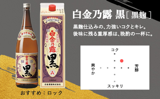 【選べる】鹿児島県産 芋焼酎 白金乃露 白金乃露黒 飲み比べ パック 1.8L×2本 25度 お湯割り ロック 炭酸割り 晩酌 家飲み （a1075）