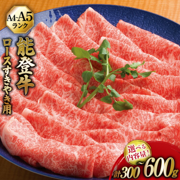 【ふるさと納税】 牛 ロース 選べる容量 【てらおかの能登牛】 能登牛 (A4〜A5) すき焼き用 300〜600g [てらおか風舎（寺岡畜産株式会社） 石川県 志賀町 AA8004] すき焼き てらおか 鍋