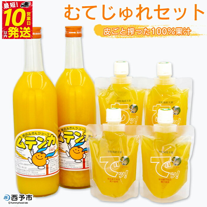 【ふるさと納税】＜むてじゅれセット（みかんジュース「ムテンカ」720ml×2本 じゅれ 2種×2個）MJ-2＞温州みかん ミカン 飲むゼリー あけはまシーサイドサンパーク 贈答用 愛媛県西予市【常温】『最短10営業日以内に順次発送予定』