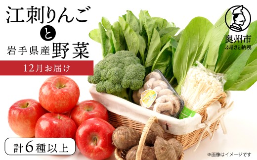 江刺りんごと岩手県産野菜セット【12月お届け】 りんご 林檎 おまかせ フルーツ 野菜 青果 旬 選りすぐり 詰め合わせ セット 岩手県 奥州市 冷蔵配送 離島配送不可 [AQ017]