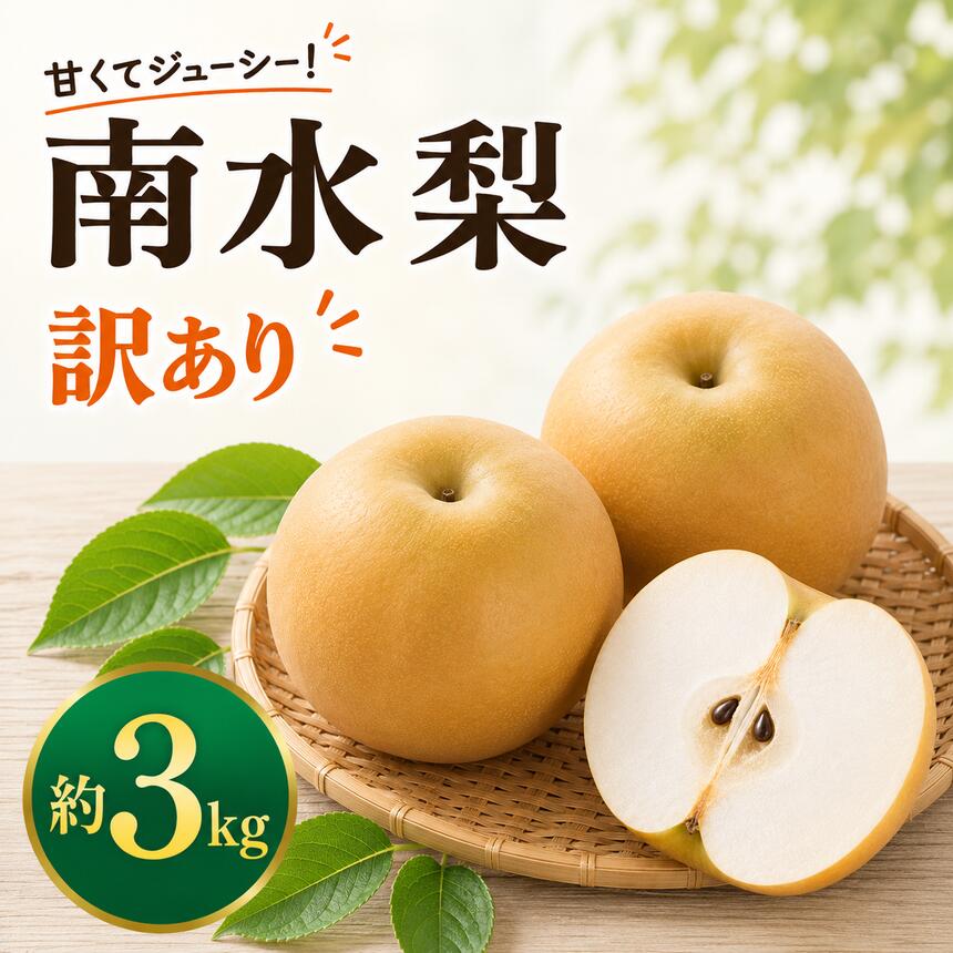 【ふるさと納税】【訳あり】家庭用 梨 南水 約3kg ［新規就農者応援コース 幸作会］ 梨 なし フルーツ 果物 ワケアリ 傷 キズ 不揃い 家庭用 長野県産 信州産 数量限定 令和8年産 【2026年9月中旬～10月中旬発送】