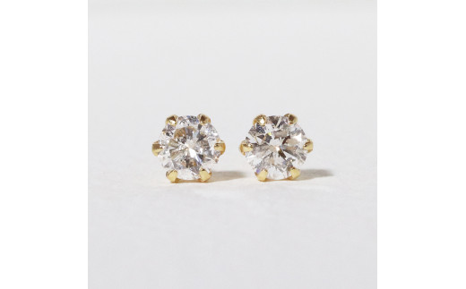 
K18　一粒天然ダイヤモンド　スタッドピアス　0.20ct　5pe020　[山梨 ダイヤモンド ピアス ジュエリー]
