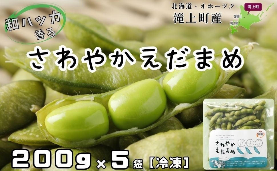 
                  【さわやかえだまめ（冷凍）１袋（200g）×５セット】～たぶん、世界に一つだけの枝豆。 それはまだ、流行っていない～ 北海道産 エダマメ おつまみ おやつ 農家直送 ハッカ
                