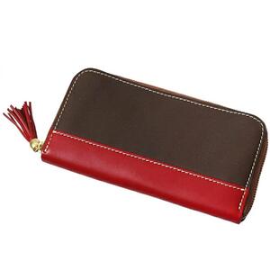＜カラー選択可能＞長財布【福岡市内製造】 チョコ×レッド