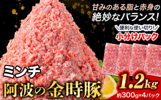 豚肉 阿波 金時豚 ミンチ 1.2kg アグリガーデン 《30日以内に出荷予定(土日祝除く)》豚肉 ブランド豚 肉 小分けパック 送料無料 徳島県 上板町