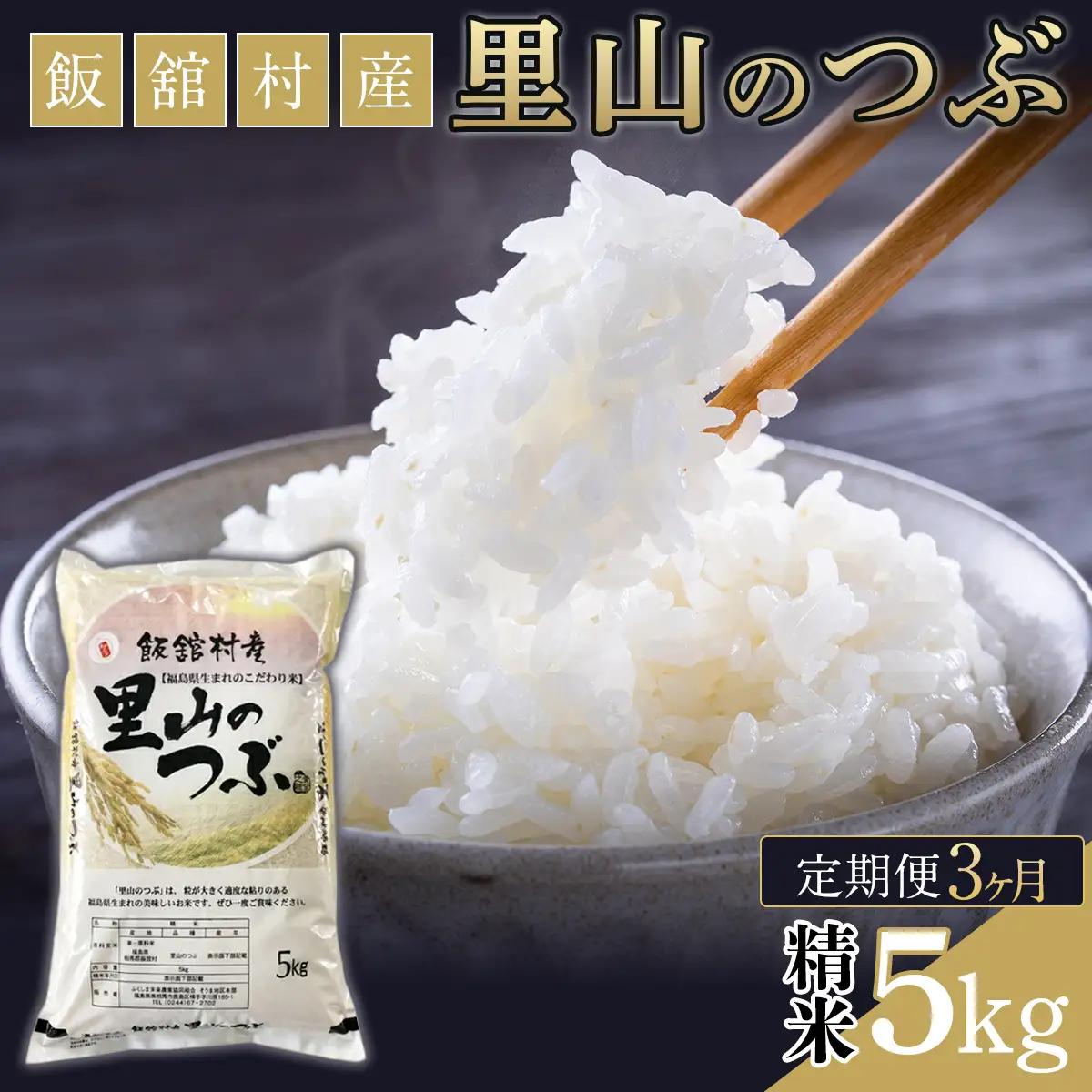 【3か月定期便】令和7年産 飯舘村産 里山のつぶ 5kg (精米)　ITTAF003
