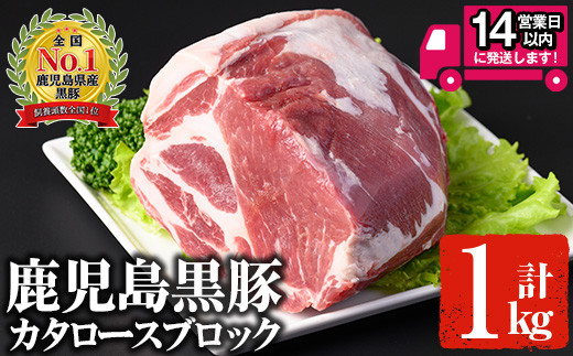 ＜14営業日以内発送！＞鹿児島黒豚 カタロースブロック(1kg) 国産 鹿児島県産 豚肉【佐多精肉店】B79-v02
