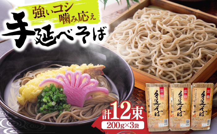 【希少！強いコシ】手延べ そば 600g (200ｇ×3袋) / 蕎麦 ソバ そば 乾麺 麺 / 南島原市 / 野村屋 [SCS014]