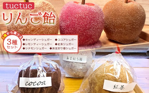 
                  りんご飴 6種類から選べる3本セット 個包装 キャンディーシュガー レモンシュガー シナモンシュガー あまおう苺シュガー 紅茶シュガー ココアシュガー アップル リンゴ 林檎 あめ フルーツ スイーツ おやつ お菓子 tt-0015
                