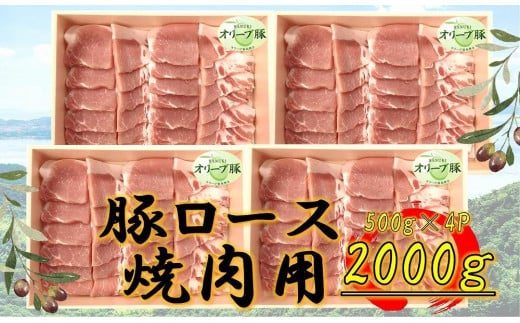 オリーブ豚　ロース焼肉用　2000g
