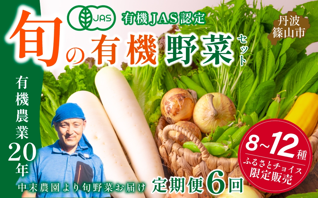 
            【ふるさとチョイス限定】 【定期便６回】有機野菜 有機JAS認定 オーガニック 無農薬 プレミアム 野菜セット 丹波篠山 中末農園の季節のお野菜ボックス　定期便 野菜 有機 無農薬 旬 野菜ボックス
          