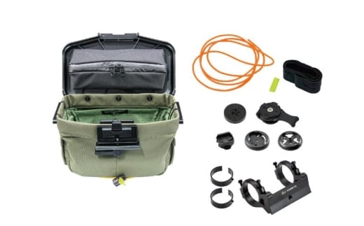 [レックマウントプラス] ライドオンバッグ(オリーブ)+ハンドルバー専用ベースマウント【R+Bag-OLIVE-DM35】「Ride On Bag とベースマウント(R+B-DM35)のセット品」 [№5346-1846]