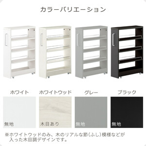 【完成品でお届け】すき間ワゴンラック ロータイプ〔幅18cm〕（ホワイト）隙間収納 キッチンラック スリム スリムラック キッチン キッチンワゴン 収納 すき間収納 ランドリー ラック 4段 KKAN