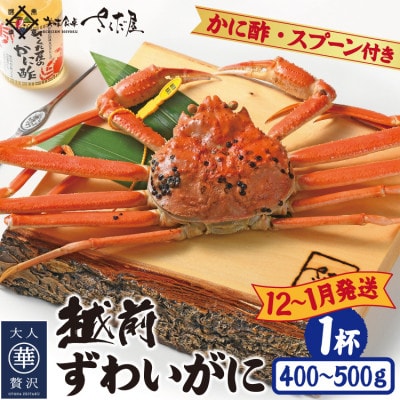【12～1月発送】浜茹で越前ずわい約400～500g　1杯　かに酢＆かにスプーン＆付き【配送不可地域：離島】【1508748】