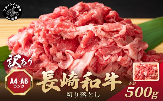 訳あり！【A4〜A5】長崎和牛切り落とし500g( 牛肉 おすすめ 長崎和牛 バーベキュー 焼肉 切り落とし 冷凍 国産 送料無料 赤身 )【A7-058】