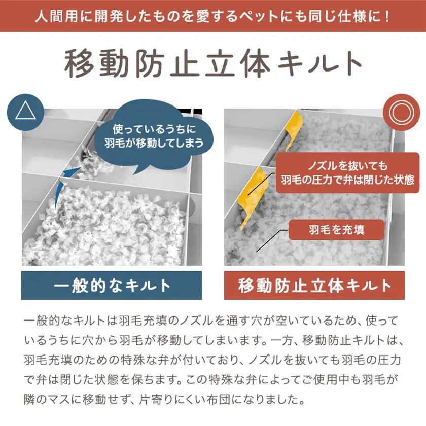 【アイボリー・ホック式】ペットの羽毛ふとん「もぐるにゃん」Mサイズ カバー付〔AI-J204-iv〕_(都城市) ペット用ふとん 羽毛 145cm×95cm 0.6kg ホワイトダックダウン タタキキ