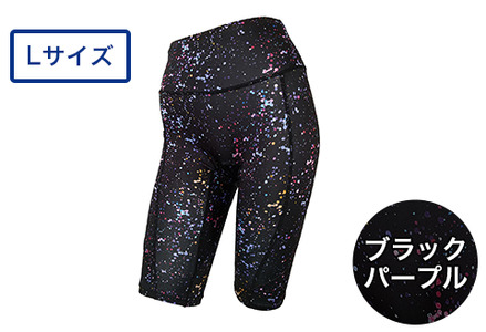 I4-58G【カラー：ブラックパープル サイズ：L】A.A.TH for femtech/サニタリーハーフタイツ（プリント）（品番：AAP85FP2）