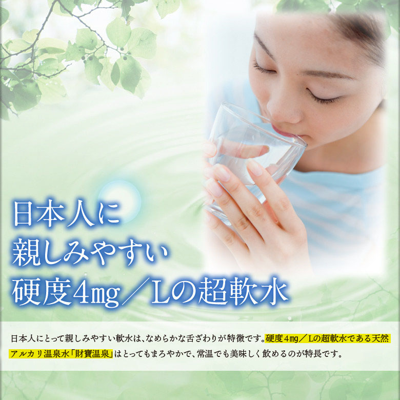 J10-2252／【6回定期】天然アルカリ温泉水　財寶温泉　2L×24本 財宝