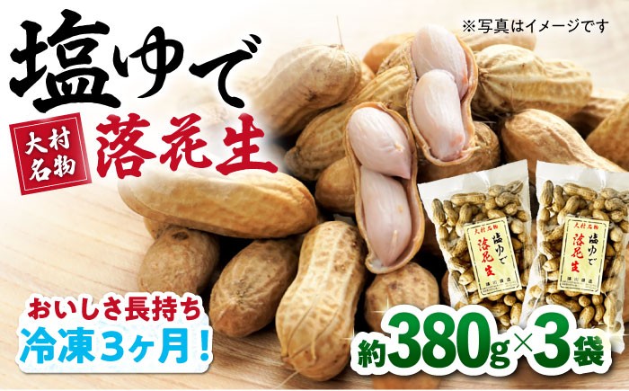 
            【冷凍保存3か月可】塩ゆで落花生 合計約1140g（380g×3袋） 約1.1kg / ゆでぴー 落花生 ピーナッツ ナッツ おつまみ おやつ / 大村市 / 浦川豆店[ACZR002]
          