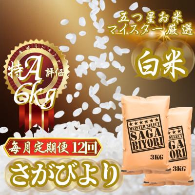 ふるさと納税 吉野ヶ里町 【毎月定期便】『さがびより』白米6kg(3kg×2袋)(吉野ヶ里町)全12回
