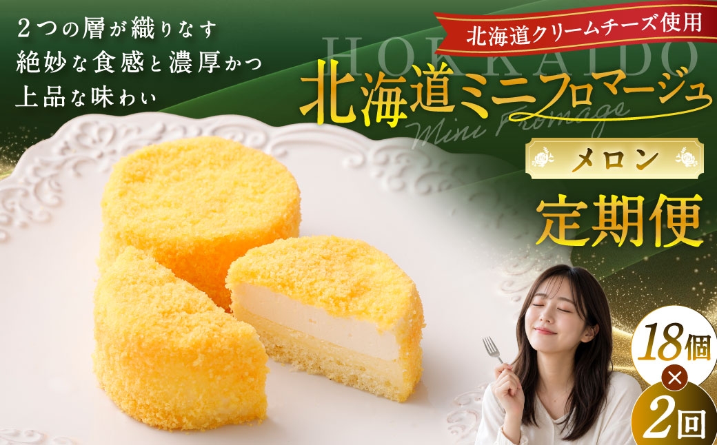 
            【2回定期便】 北海道ミニフロマージュ （メロン） 約900g×2回 合計約1.8kg ミニフロマージュ フロマージュ チーズケーキ ケーキ スイーツ 洋菓子 冷凍 北海道 小樽市
          